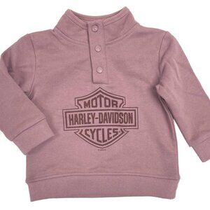 Harley-Davidson Little Girls' Bar & Shield Snap Placket Fleece Pullover Purple